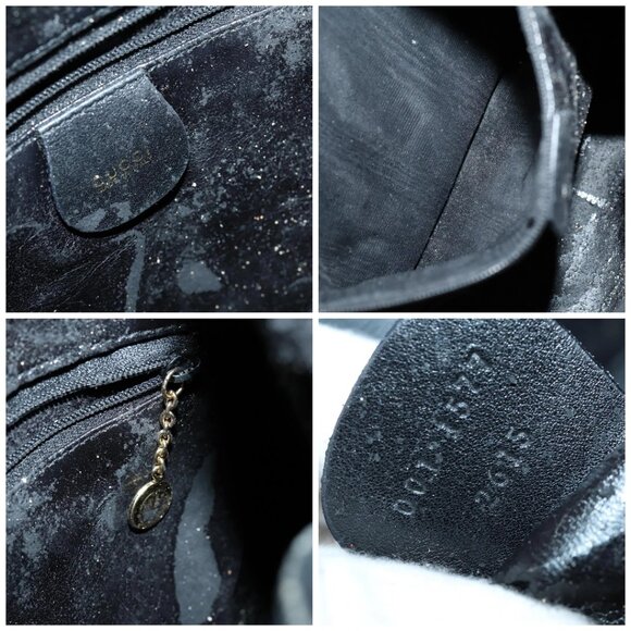 GUCCI Bamboo Shoulder Bag Leather 2way Black Gold - Picture 15 of 16